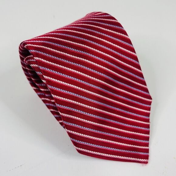 Hart Schaffner Marx 100% Silk Necktie Tie Red Striped 58 1/2 x 3 1/2 USA Made - Picture 1 of 3